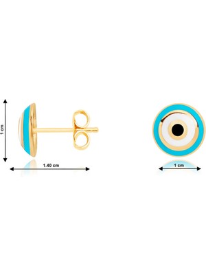 Diamond Line-Gülaylar 14 Ayar Sarı Altın Nazar Boncuğu Küpe