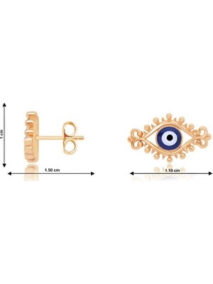 Tektaş Pembe Altın 14 Ayar Nazar Boncuğu Küpe