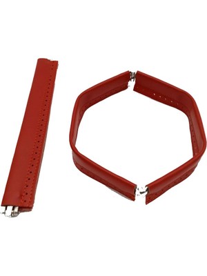 Angel Çanta Aksesuar Kırmızı Renk Derili Metal  Çanta Ağzı 24 cm