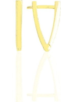 Söğütlü Silver Gümüş Altın Yaldızlı 13 mm Özel Tasarım Üçgen Küpe