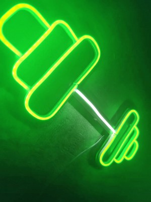 Dekoraven Dumbell Neon Tabela Fitness Neon LED Dekoratif Duvar Aydınlatması Spor Neon Duvar Dekorasyonu