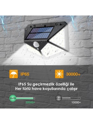 Technojet 100 Ledli Güneş Enerjili Bahçe Lambası Solar Hareket Sensörlü Şarj Olabilen