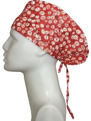 Odeys Papatyalı Kırmızı Doktor Hemşire Aşçı Cerrahi Hastane Bonesi Bandana M460