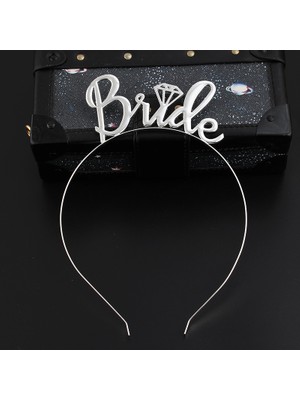 Lilibety Gümüş Renk Bride Yazılı Metal Gelin Tacı Bride Taç