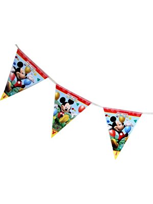 Lilibeaty Mickey Mouse Temalı Üçgen Bayrak Flama Süsleme 3.2 Metre
