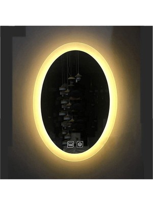 Global Led Mirror 80X100 cm Dokunmatik Tuşlu Buğu Yapmayan Ledli Elips Banyo Aynası