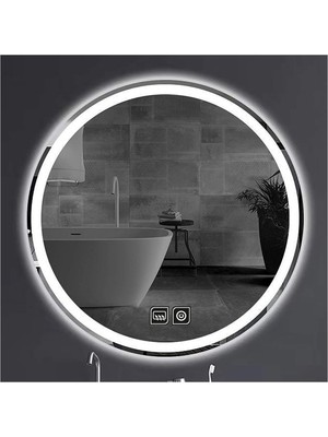 Global Led Mirror 45 cm Dokunmatik Tuşlu Buğu Yapmayan Ledli Yuvarlak Banyo Aynası