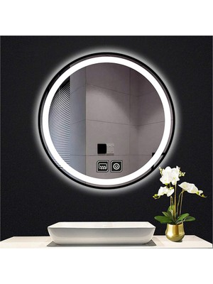Global Led Mirror 75 cm Dokunmatik Tuşlu Buğu Yapmayan Ledli Yuvarlak Banyo Aynası