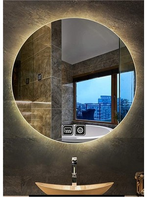 Global Led Mirror 70 cm Dokunmatik Tuşlu Buğu Yapmayan Ledli Yuvarlak Banyo Aynası