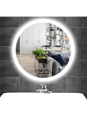 Global Led Mirror 45 cm Dokunmatik Tuşlu Buğu Çözücü Ledli Yuvarlak Banyo Aynası