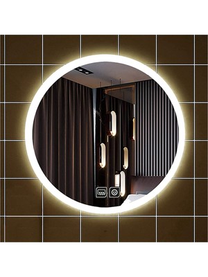 Global Led Mirror 45 cm Dokunmatik Tuşlu Buğu Yapmayan Ledli Yuvarlak Banyo Aynası