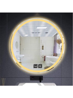 Global Led Mirror 45 cm Dokunmatik Tuşlu Buğu Çözücü Ledli Yuvarlak Banyo Aynası