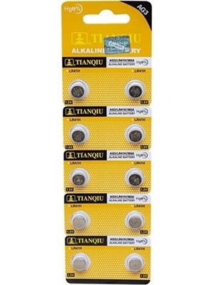 Tianqiu Ag3 LR41 392 192 10 Adet 1,55 V Tek Kullanımlık Ateş Ölçer ve Saat Pili