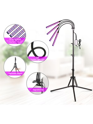 Decdeal 4 Başlı LED Tripod Standı Ile Büyüyen Işık (Yurt Dışından)