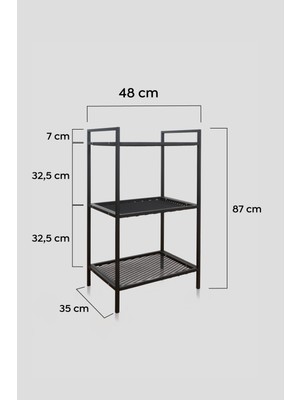 Mudesa Dekoratif Izgara Desenli Metal Banyo Rafı Havluluk Sabunluk Çok Amaçlı Dolap Banyo Organizer