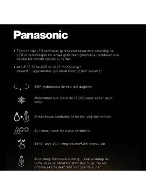 Panasonic E14 LED Filaman Rustik Lamba 4W 470LM 2700K Clear LDCCH04LH1RC