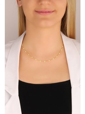 Lia Berto Pullu Zincir 40 cm 925 Ayar Gümüş Kolye