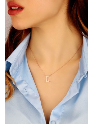 Lia Berto Zirkon Taşlı Ikizler Burcu 925 Ayar Gümüş Kolye