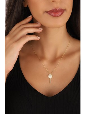 Lia Berto Altın Kaplama Mikrofon Model 925 Ayar Gümüş Kolye