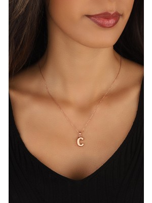 Lia Berto Bombeli C Harf 925 Ayar Gümüş Kolye