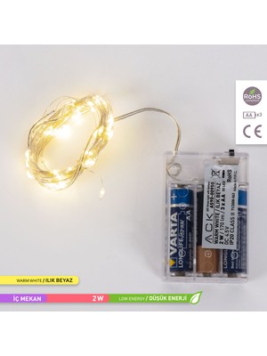 Ack  50 Ledli LED Süsleme Işığı 3000K Gün Işığı 170LM 2W 5 Metre