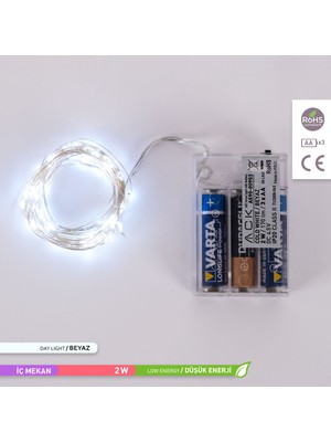 Ack  50 Ledli LED Süsleme Işığı 6500K Beyaz Işık 170LM 2W 5 Metre