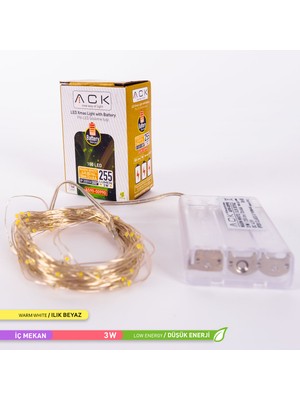 Ack  100 Ledli LED Süsleme Işığı 3000K Gün Işığı 255LM 3W 10 Metre