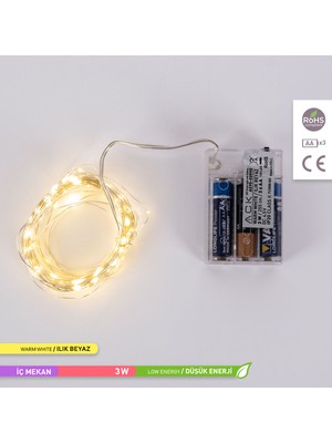 Ack  100 Ledli LED Süsleme Işığı 3000K Gün Işığı 255LM 3W 10 Metre