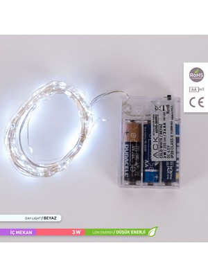 Ack  100 Ledli LED Süsleme Işığı 6500K Beyaz Işık 255LM 3W 10 Metre