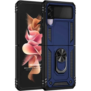 Samsung Galaxy Z Flip 3 Kılıf Military Ring Holder Lacivert