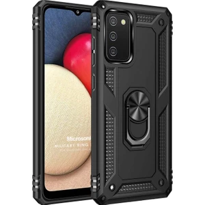 Samsung Galaxy A03S Kılıf Military Ring Holder Siyah