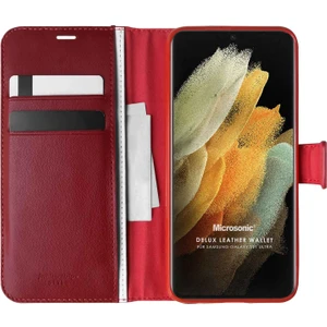 Samsung Galaxy S21 Ultra Kılıf Delux Leather Wallet Kırmızı