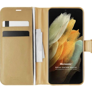Samsung Galaxy S21 Ultra Kılıf Delux Leather Wallet Gold