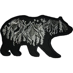 Sim Nakış Ayı Arma Patch 11x6.5 cm Siyah Renkli Detaylarla Özel Tasarım