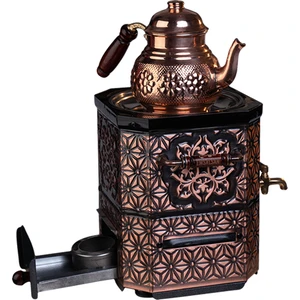 Nostaljik Jelli  Bakır Çay Semaveri + Demlik