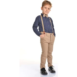 By Terry Erkek Çocuk Oxford Lacivert Gömlekli Papyonlu Bej Takım
