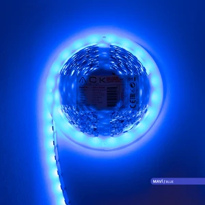 Üç Çip 60 Ledli Şerit LED Mavi 12LM 12V 14,4W 5 Metre