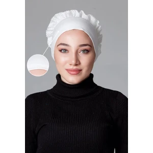 Krem Penye Fırfırlı Kaymayan Bone