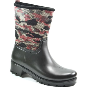 Siyah-Kırmızı Plastik Casual Kadın Yağmur Çizme