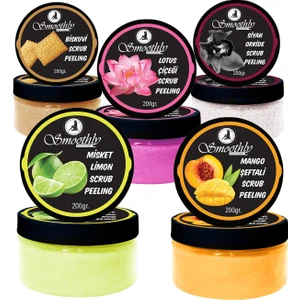 Lotus Çiçeği + Mango Şeftali + Bisküvi + Siyah Orkide + Misket Limon  El Ayak Bakım Peeling Seti