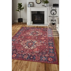 Konfor Antico 2307 Pamuk Tabanlı Yıkanabilir Otantik Vintage Klasik Eskitme Halı80x150