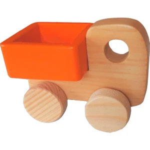 Wood & Joy Doğal Ahşap Kamyonet Hareketli Eğitici Oyuncak  Turuncu