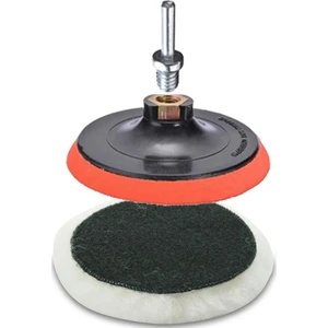 Rodex 115 mm Cırtlı Saf Yün Polisaj Keçesi + Yelbey  Cırtlı Taban ve Somun  115 mm