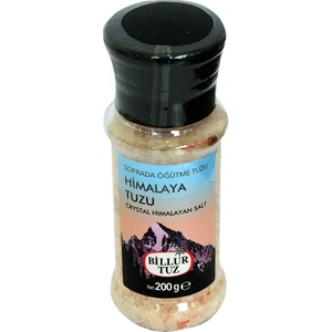 Billur Tuz Sofrada Öğütme Yemeklik Himalaya Kristal Granül Doğal Kaya Tuzu 200 gr Değirmenli