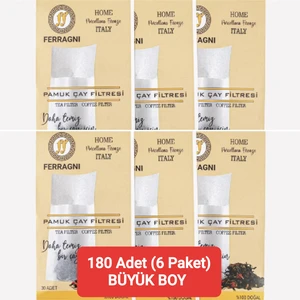 Çay ve Kahve Filtresi 6 Paket (180 Adet) Büyük Boy (9*22 cm)