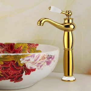 Yüksek Çanak Rustik Lavabo Bataryası Vintage Altın KSL100-G