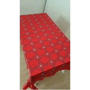 İncili İpek Saten kumaş Kırmızı Masa Örtüsü 150*200 cm - 838