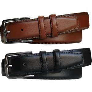%100 Deri 2'li Set Düz Kanvas Pantolon Kemeri 4cm; Siyah - Taba