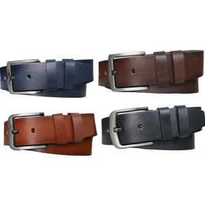 %100 Deri 4'lü Set Düz Kot Pantolon Kemeri 4.5cm: Siyah-Kahverengi -Taba-Lacivert