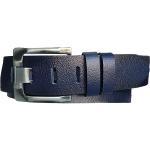 %100 Tek Kat Deri Lacivert Kalın Dilli Kot Pantolon Kemeri 4.5cm